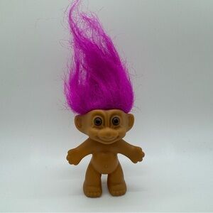 Vintage Russ Good Luck Treasure Troll Purple Hair 3”